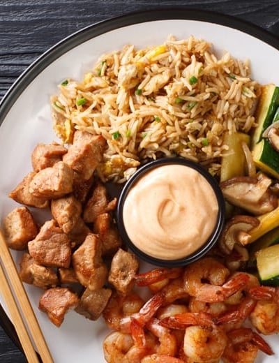 A plate of hibachi food