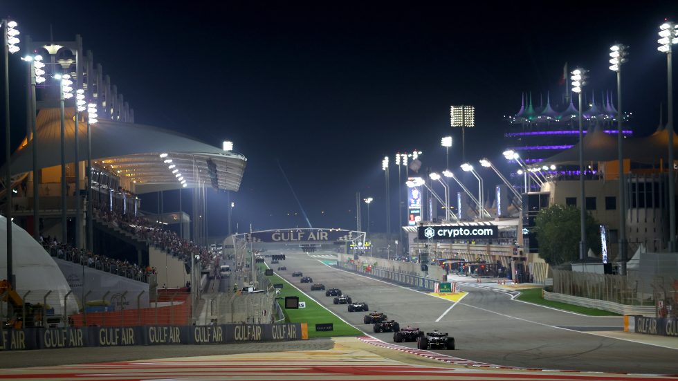 The floodlights surrounding the Bahrain International Circuit are now offset by a solar farm, which is being expanded to make the entire circuit run on renewable energy.