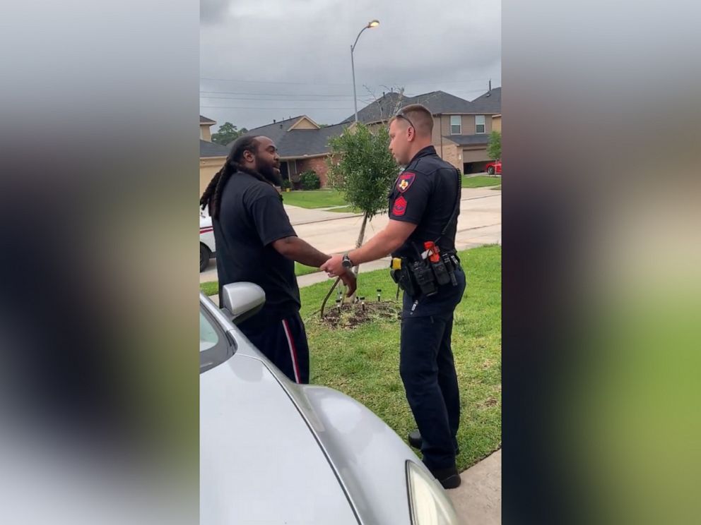 PHOTO: A viral video taken on May 8, 2019, shows a Harris County, Texas, Precinct constable deputy attempting to arrest Clarence Evans outside his Houston home after mistaking him for a fugitive wanted in Louisiana. 