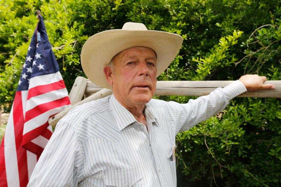 Rancher Cliven Bundy , Ammon’s father, poses for a picture outside his ranch house on April 11, 2014 west of Mesquite, Nevada. (George Frey/Getty)