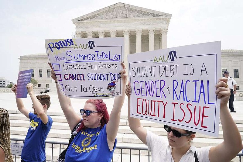 People demonstrate outside the Supreme Court of June 30, 2023, in Washington. (AP Photo/Jacquelyn Martin, File)