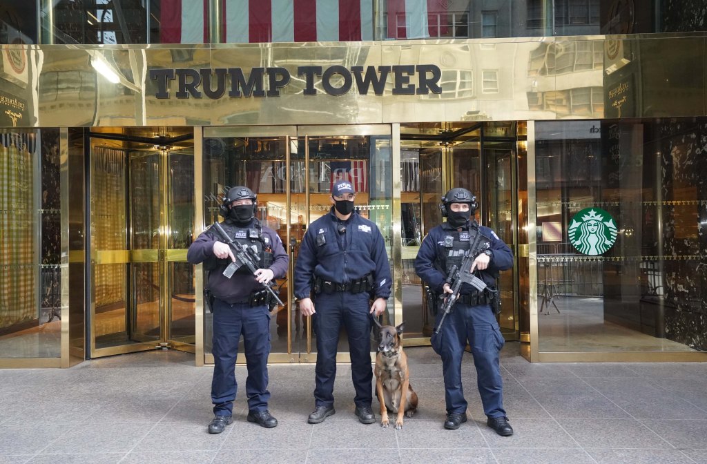 Security outside Trump Tower in Manhattan. 