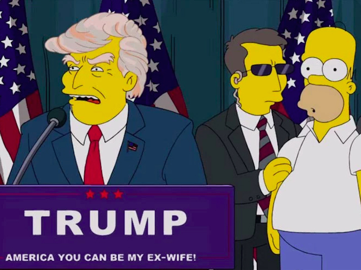 A still from a Simpsons short animation released after Donald Trump announced he would be running for president.