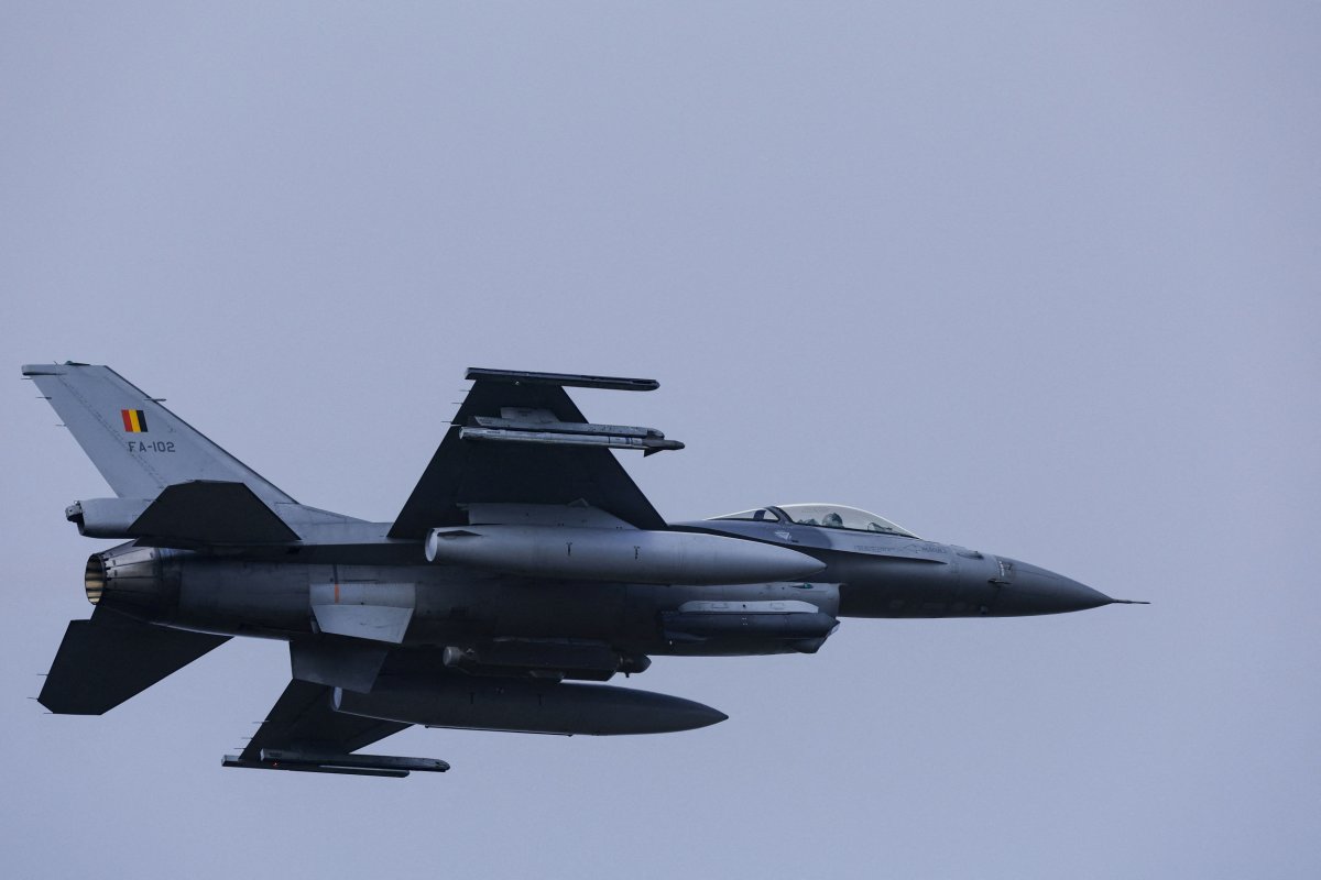 A Belgian F-16 fighter jet