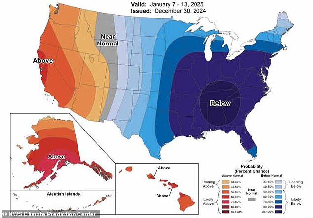 According to the National Weather Service, the arctic blast will affect a large swathe of the country, arriving in the northern Rockies and expected to have spread to the East Coast by Wednesday