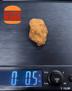 Burger King nugget weight 0.5 ounces