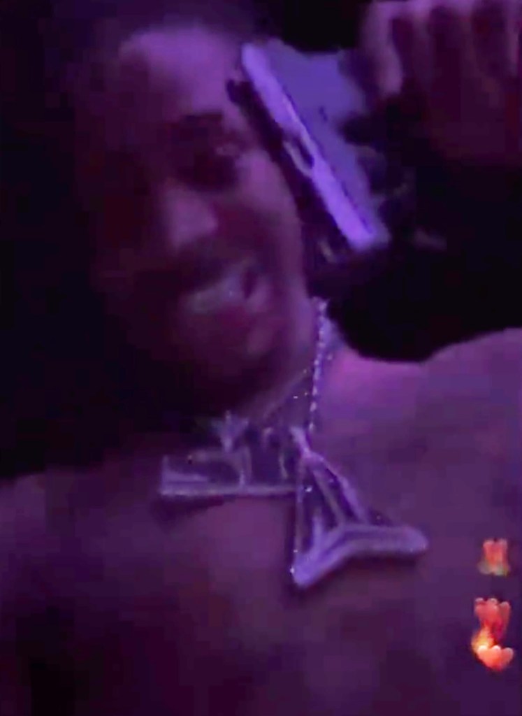 Screen grabs from a. Video of Ja Morant flashing a hand gun at a strip club 