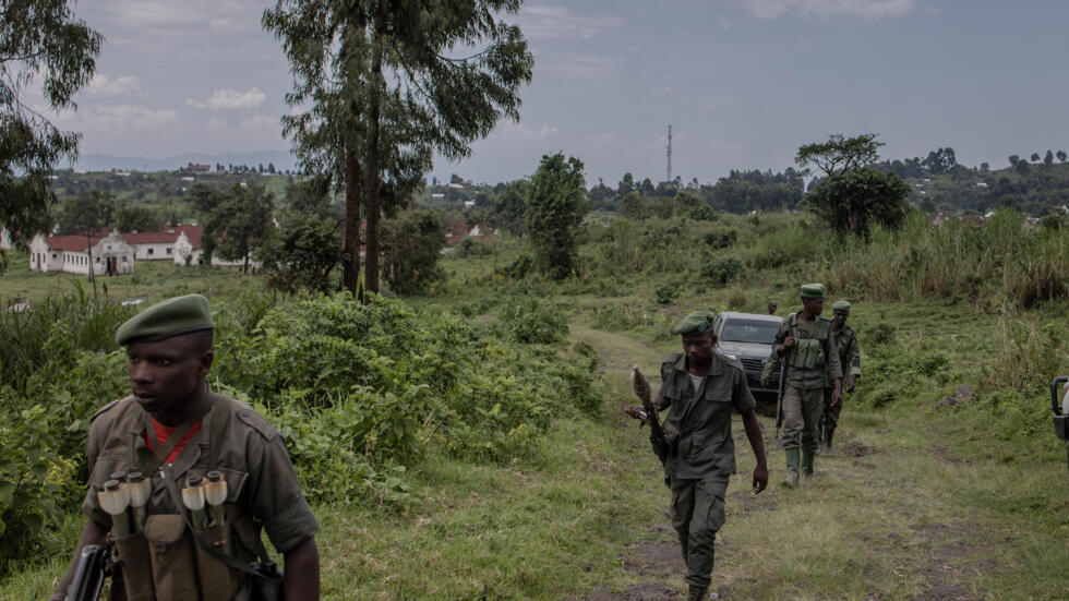 M23 rebels guard an area at the Rumangabo camp in eastern Democratic Republic of Congo on January 6, 2023.