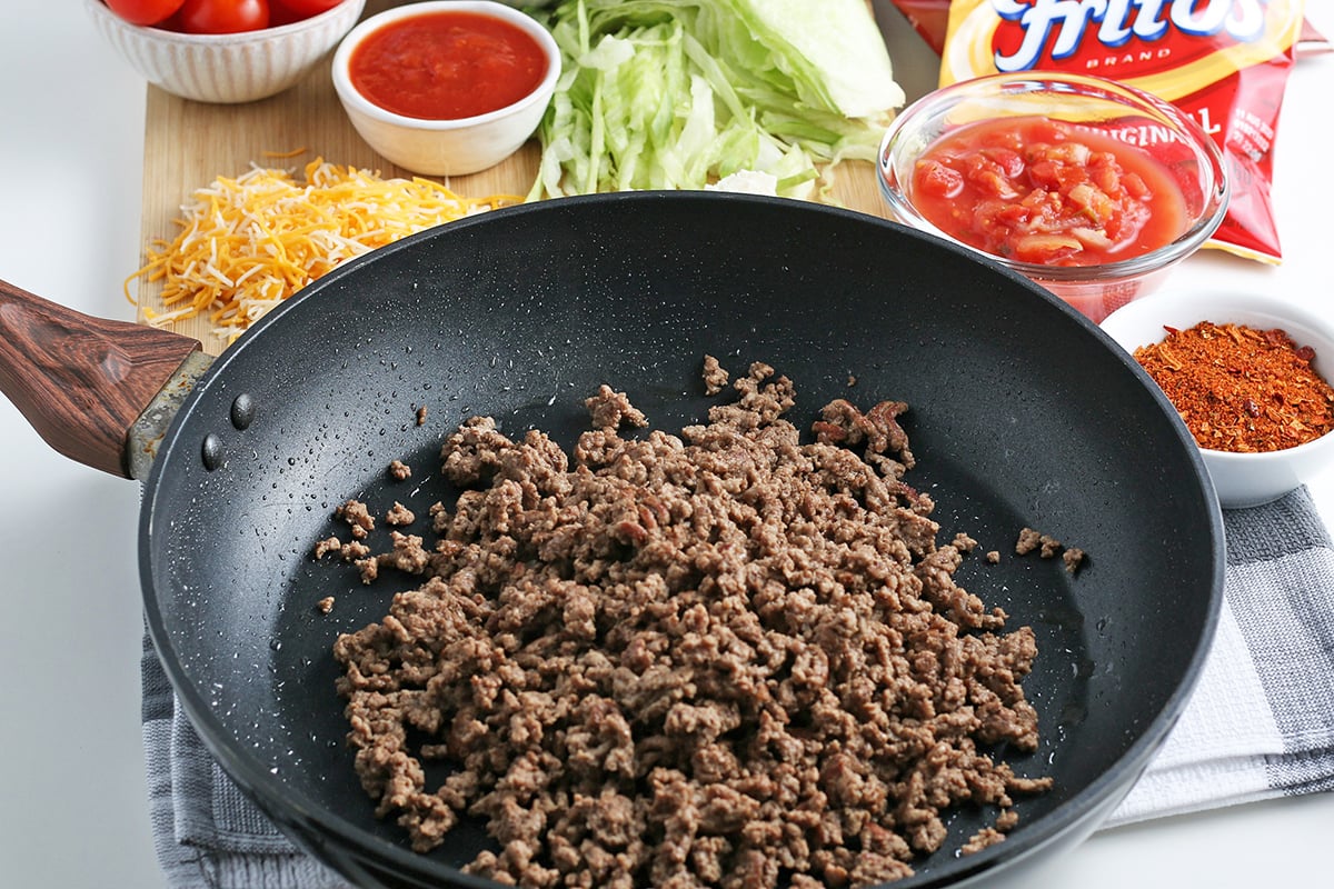 ground beef in pan