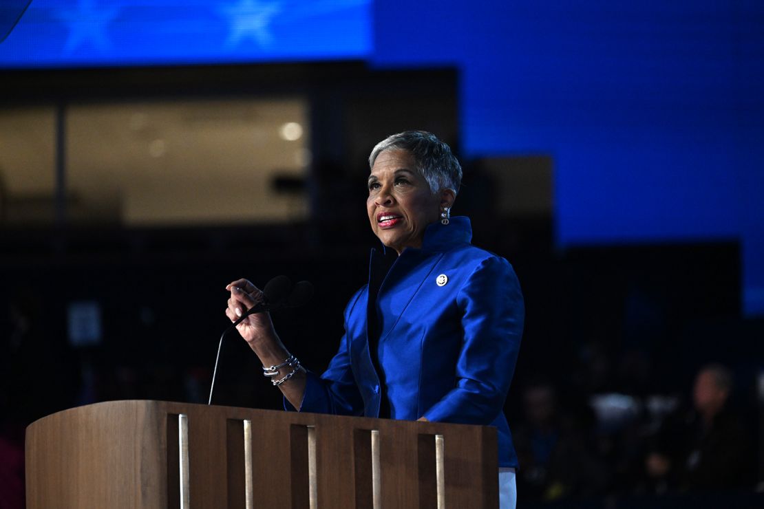 Rep. Joyce Beatty speaks during the 2024 Democratic National Convention at the United Center in Chicago Monday.