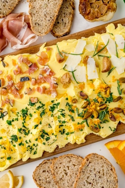 overhead of a butter with 4 flavor combinations overhead of a butter with 4 flavor combinations
